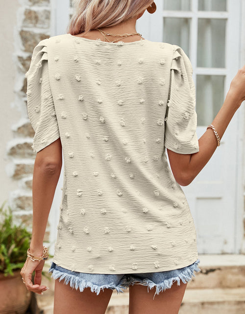 Load image into Gallery viewer, Swiss Dot Short Puff Sleeve Top
