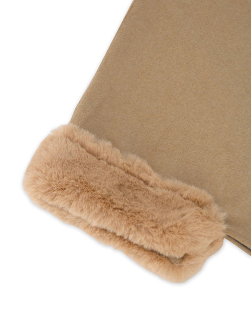 Load image into Gallery viewer, Fuzzy Trim Long Sleeve Poncho
