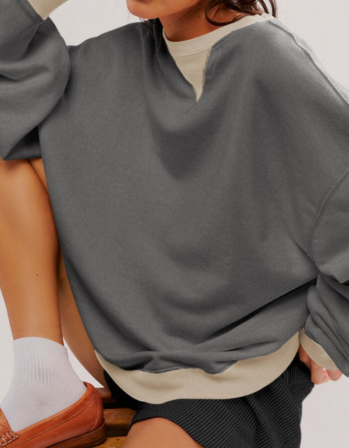 Load image into Gallery viewer, Contrast Dropped Shoulder Long Sleeve Sweatshirt
