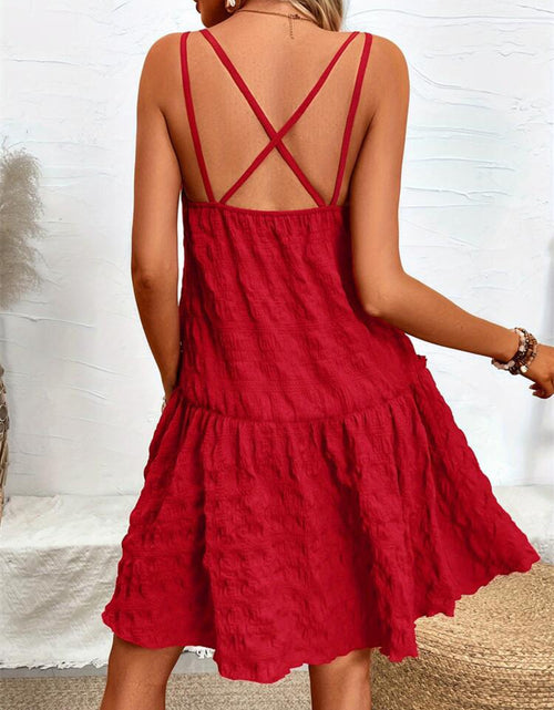 Load image into Gallery viewer, Crisscross Double Spaghetti Straps Tiered Cami Dress
