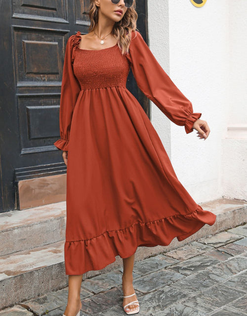 Load image into Gallery viewer, Smocked Ruffle Hem Flounce Sleeve Dress

