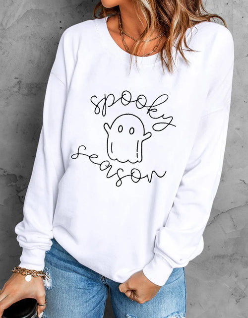 Load image into Gallery viewer, Ghost Graphic Long Sleeve Dropped Shoulder Sweatshirt
