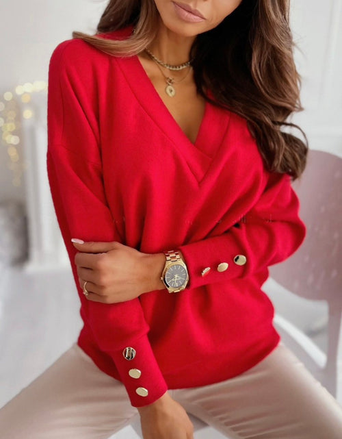 Load image into Gallery viewer, V-Neck Long Sleeve Sweatshirt
