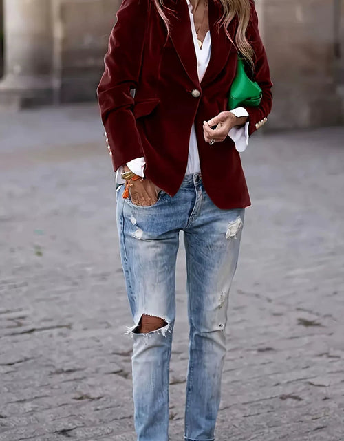 Load image into Gallery viewer, Lapel Collar One Button Blazer
