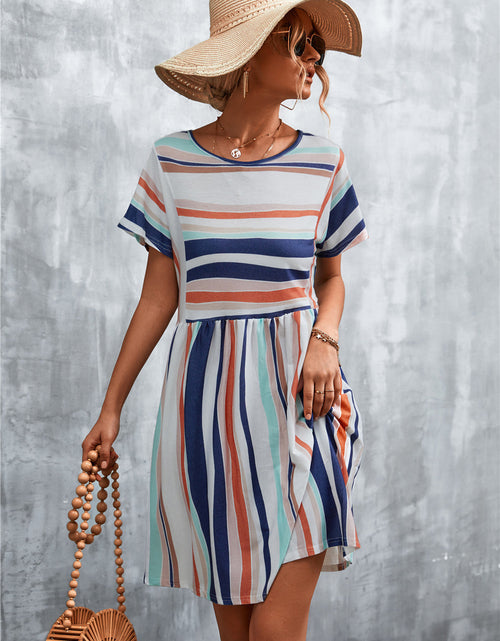 Load image into Gallery viewer, Striped Round Neck Dress
