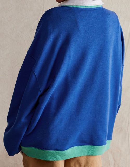 Load image into Gallery viewer, Contrast Dropped Shoulder Long Sleeve Sweatshirt

