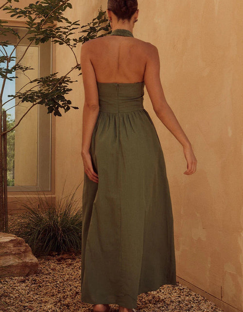 Load image into Gallery viewer, Halter Neck Maxi Dress with Pockets
