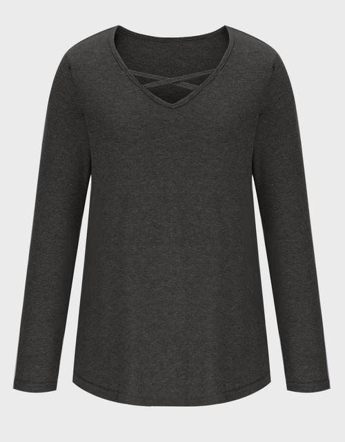 Load image into Gallery viewer, Crisscross V-Neck Long Sleeve T-Shirt
