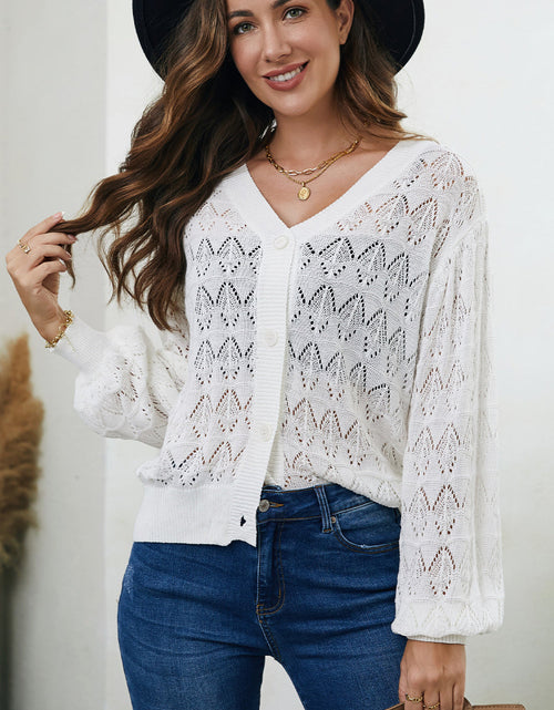 Load image into Gallery viewer, Openwork V-Neck Cardigan

