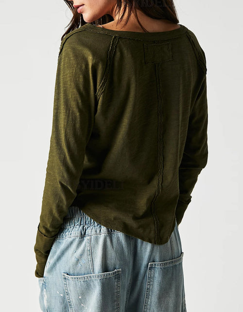 Load image into Gallery viewer, Exposed Seam Notched Long Sleeve T-Shirt
