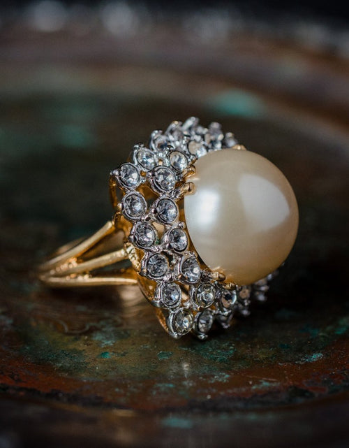 Load image into Gallery viewer, Vintage Austrian Crystal Women's Statement Cocktail Ring 18k Yellow Gold Electroplated Made in the USA by PVD Vintage Jewelry
