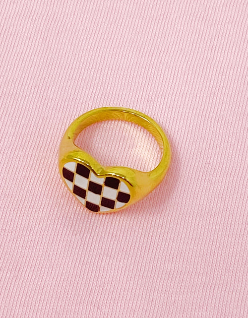Load image into Gallery viewer, Checkered Heart Signet Ring by Ellisonyoung.com
