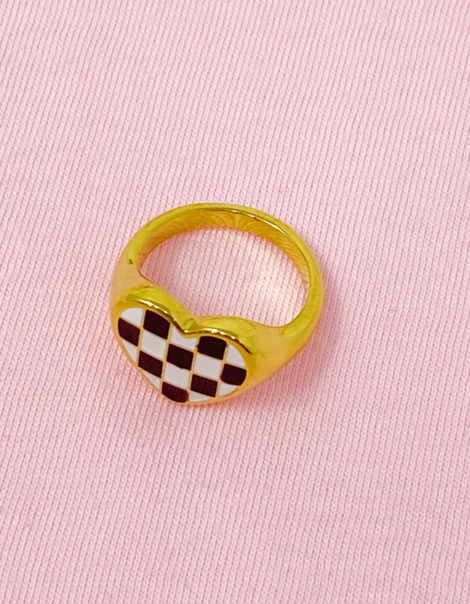 Checkered Heart Signet Ring by Ellisonyoung.com