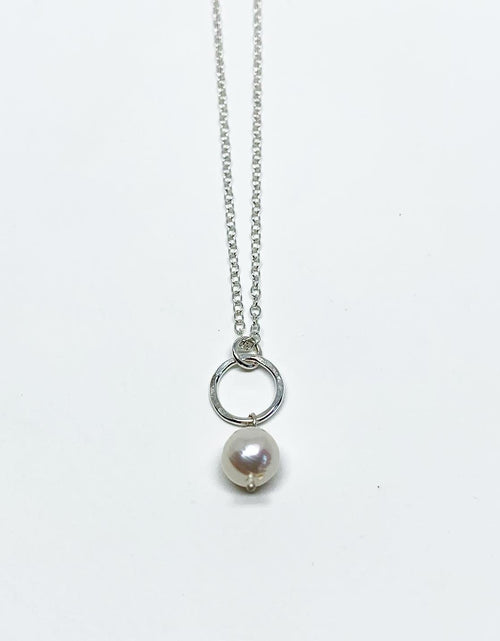 Load image into Gallery viewer, Pearl Drop Charm Necklace by Jennifer Cervelli Jewelry
