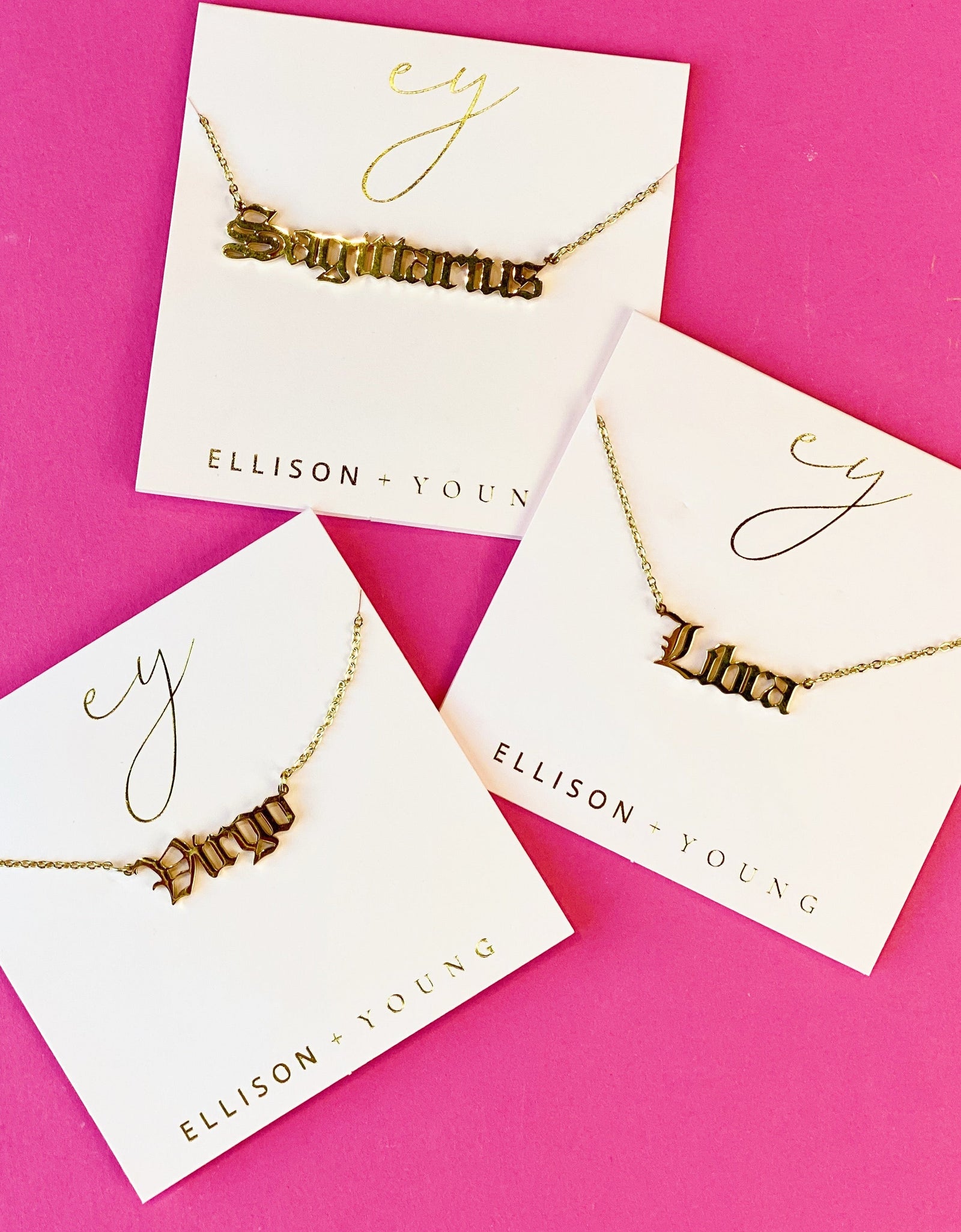 Old English Zodiac Necklace by Ellisonyoung.com