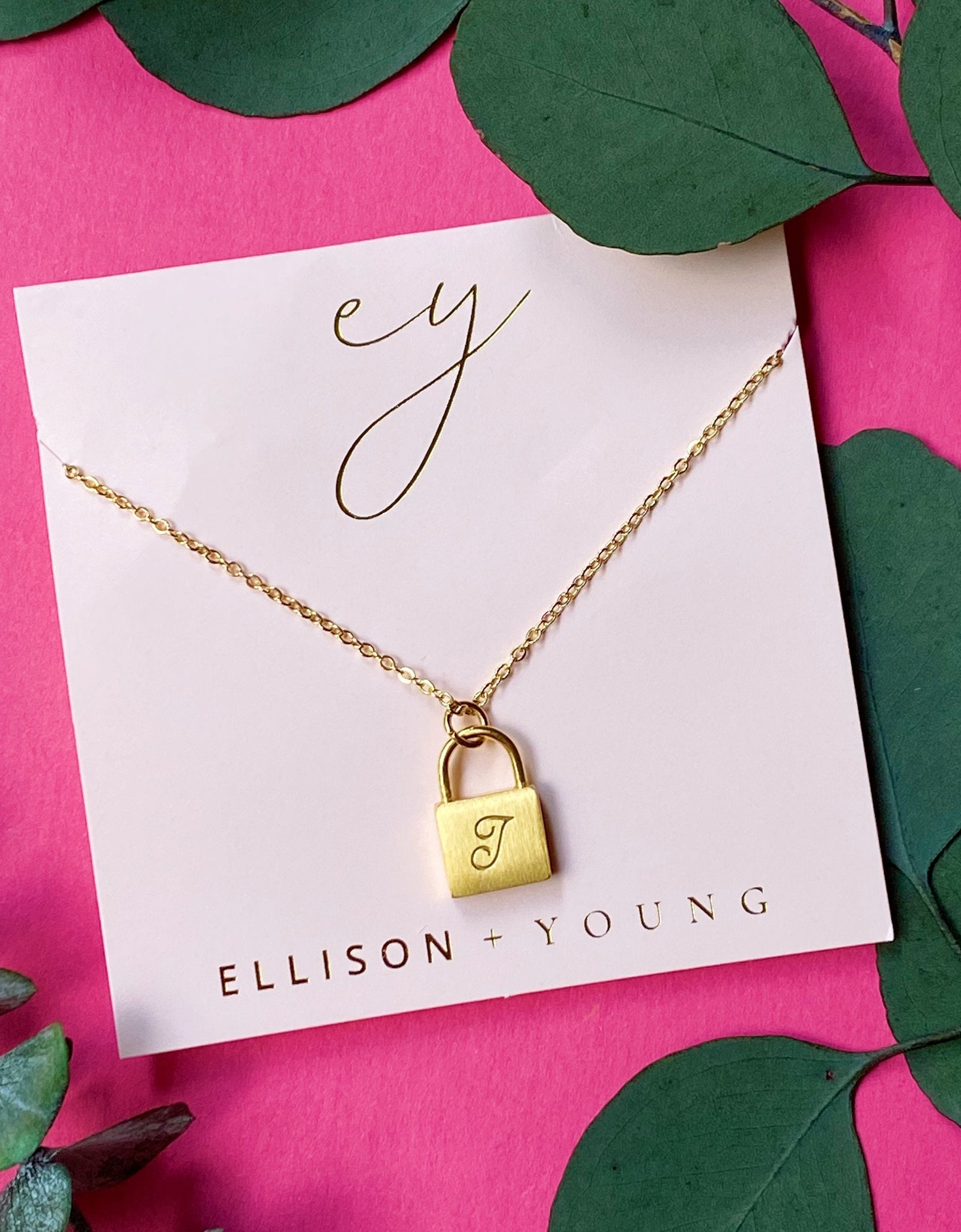 Scripted Notes Locket Initial Necklace by Ellisonyoung.com