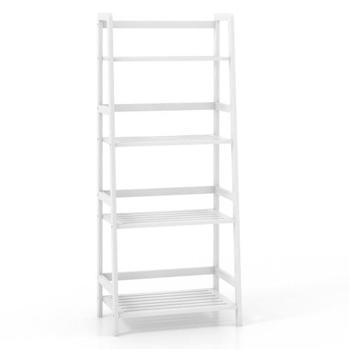 Load image into Gallery viewer, 47.5 Inch 4-Tier Multifunctional Bamboo Bookcase Storage Stand Rack-White
