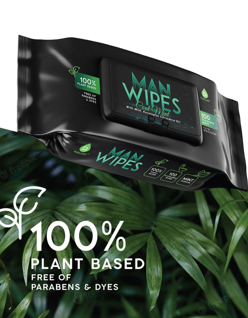 Load image into Gallery viewer, 12 Pack of Flushable Man Wipes (1200 Mint Scented Wipes) by Pursonic
