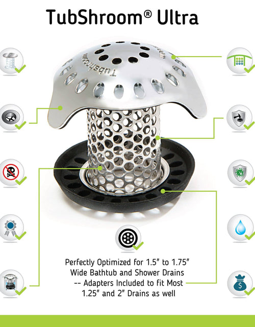 Load image into Gallery viewer, TubShroom Ultra (Stainless) Plus StopShroom® Plug Combo for Tub Drains by TubShroom.com
