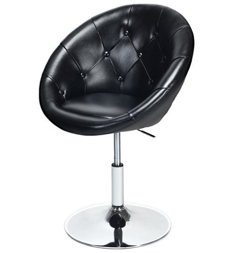 1 Piece Modern Adjustable Swivel Round PU Leather Chair-Black