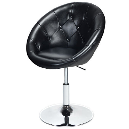 Load image into Gallery viewer, 1 Piece Modern Adjustable Swivel Round PU Leather Chair-Black
