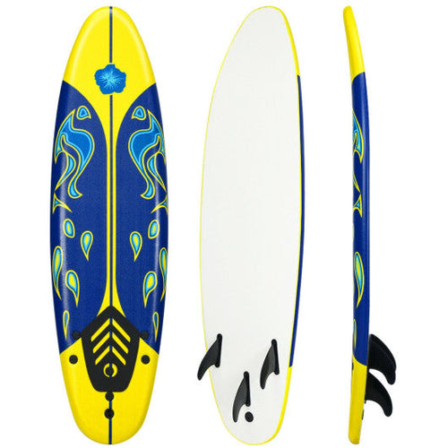 Load image into Gallery viewer, 6 Feet Surfboard with 3 Detachable Fins-Yellow
