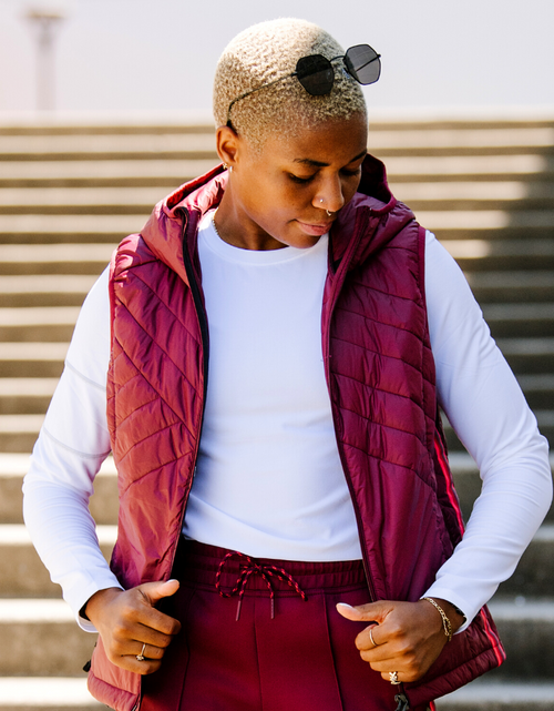 Load image into Gallery viewer, Powerstripe Eco-Friendly Down Hooded Vest
