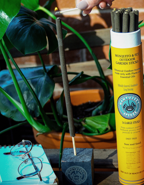 Load image into Gallery viewer, Mosquito Repellent &amp; Fly Repelling Outdoor Garden Incense Sticks (14 Stick Tube) by Nantucket Spider &amp; Nantucket Footprint
