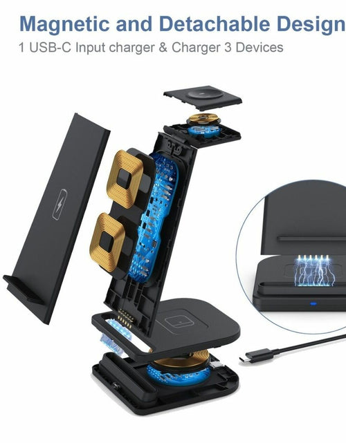 Load image into Gallery viewer, 3-in-1 Fast Wireless Charging Stand for Phones, Apple Watch &amp; AirPods by Infinite Basics
