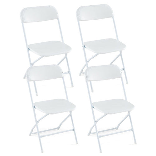 Load image into Gallery viewer, 4 Pack Metal Folding Chairs with Plastic Seat and Back-White
