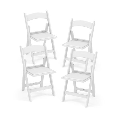 Load image into Gallery viewer, 4 Pack Resin Folding Chairs with Padded Seat-White
