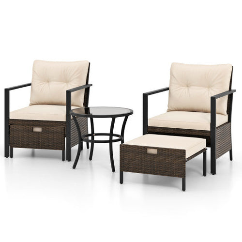 Load image into Gallery viewer, 4 Piece Outdoor Furniture Set with Glass Topped Coffee Table-White
