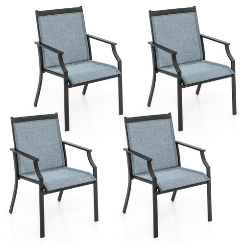 Load image into Gallery viewer, 4 Piece Patio Dining Chairs Large Outdoor Chairs with Breathable Seat and Metal Frame-Blue

