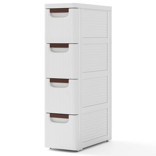 Load image into Gallery viewer, 3/4/5/6-Drawer Rolling Organizer Unit Narrow Storage Cabinet with Built-In Wheels for Small Space-4-Drawer
