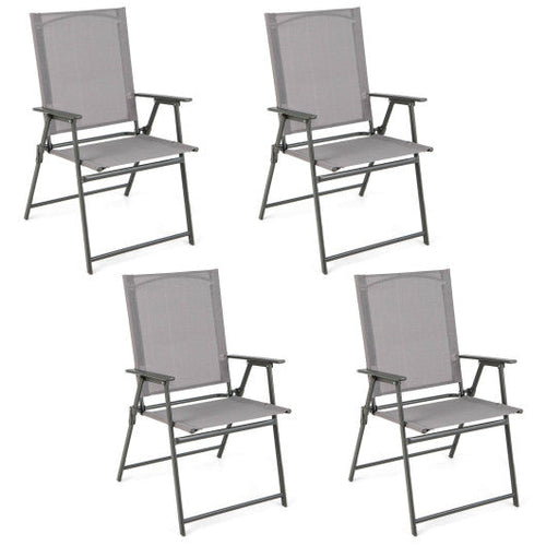 Load image into Gallery viewer, Set of 4 Patio Folding Chair Set with Rustproof Metal Frame-Gray
