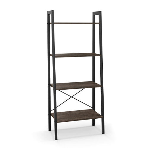 Load image into Gallery viewer, 4-Tier Bookshelf with Metal Frame and Adjustable Foot Pads-Oak

