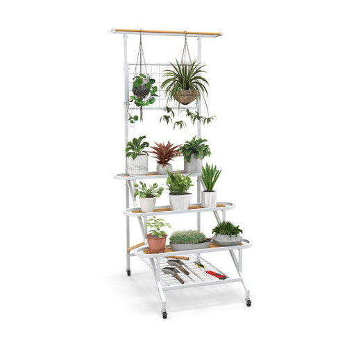 Load image into Gallery viewer, 4-Tier Hanging Plant Stand with Hanging Bar
