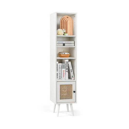 Load image into Gallery viewer, 4 Tiers Rattan Storage Cabinet with Slim Design-White
