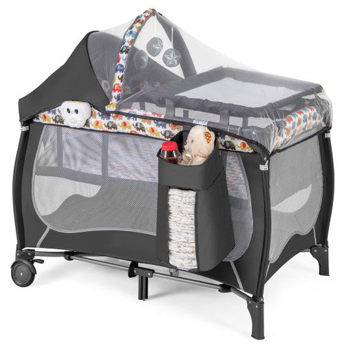 Load image into Gallery viewer, 4 in 1 Portable Baby Nursery Center with Net and Music Box-Multicolor

