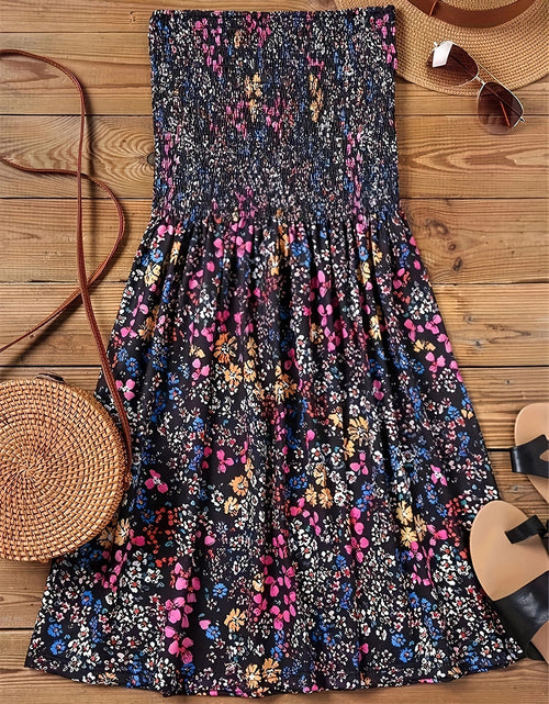 Load image into Gallery viewer, Full Size Smocked Printed Tube Mini Dress
