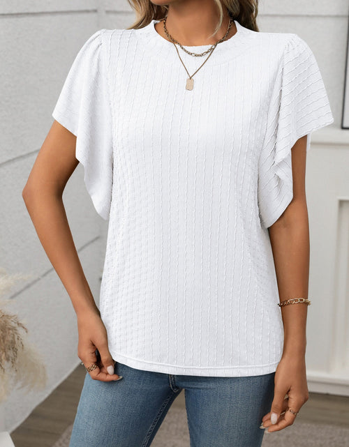 Load image into Gallery viewer, Round Neck Flutter Sleeve T-Shirt

