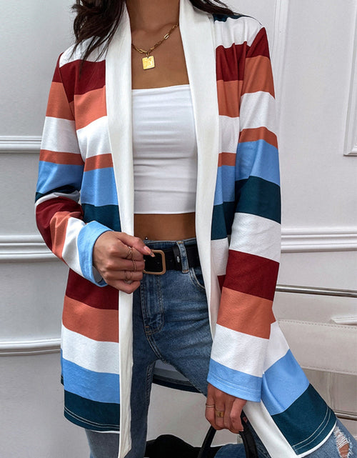 Load image into Gallery viewer, Shiny Color Block Open Front Cardigan
