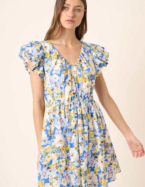 Load image into Gallery viewer, Mittoshop Floral V-Neck Cap Sleeve Mini Dress
