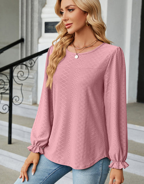 Load image into Gallery viewer, Round Neck Flounce Sleeve T-Shirt

