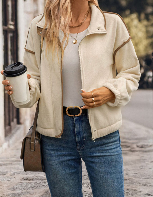 Load image into Gallery viewer, Perfee Zip Up Dropped Shoulder Polar Fleece Jacket
