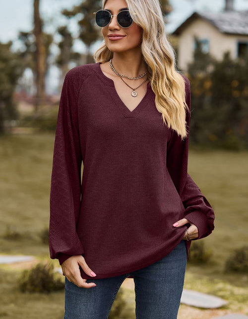 Load image into Gallery viewer, Notched Neck Raglan Sleeve Blouse

