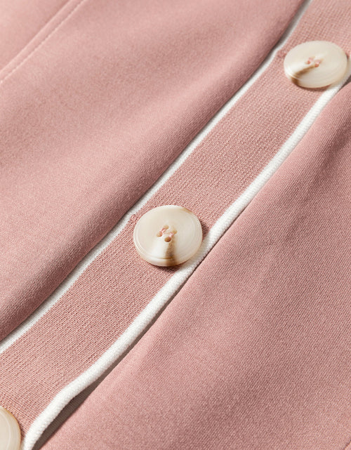 Load image into Gallery viewer, Contrast Trim V Neck Button Up Cardigan
