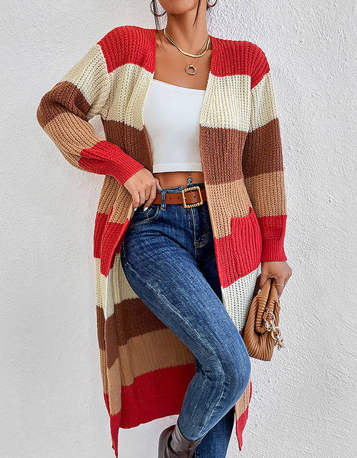 Load image into Gallery viewer, Color Block Open Front Longline Cardigan
