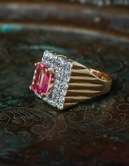 Load image into Gallery viewer, Vintage Austrian Crystal Cocktail Ring 18k Yellow or White Gold Electroplated Women's Birthstne RingMade in USA by PVD Vintage Jewelry
