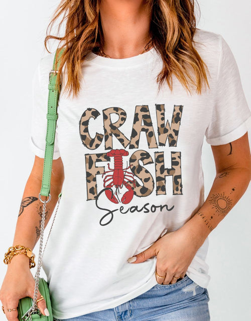 Load image into Gallery viewer, CRAWFISH SEASON Leopard Round Neck Short Sleeve T-Shirt
